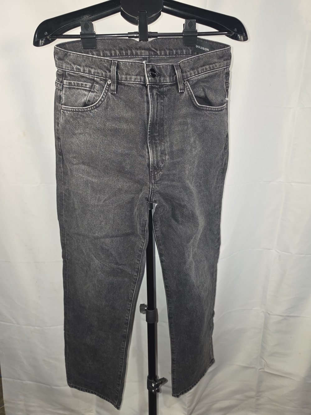 Goldsign Charcoal Gray Washed Straight-Leg Jeans